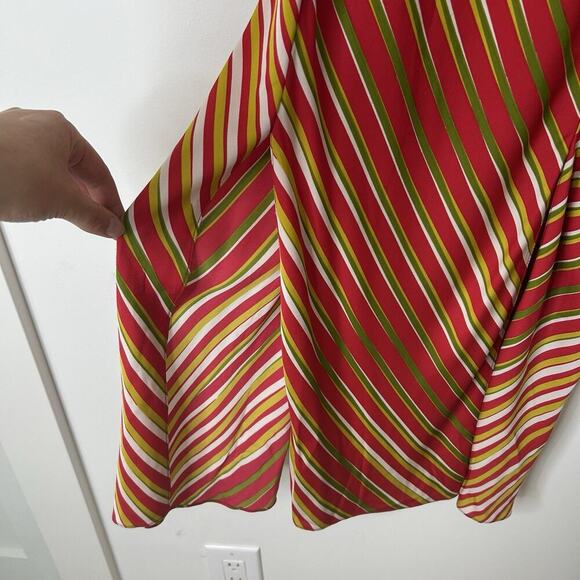 Diane Von Furstenberg Whiston Lipstick Slip-on Silk Dress 2 Striped Red Maxi - Picture 5 of 11